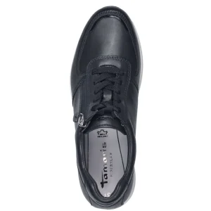 Tamaris PURE RELAX Navy Leather Runner with White Sole and Outside Zipper