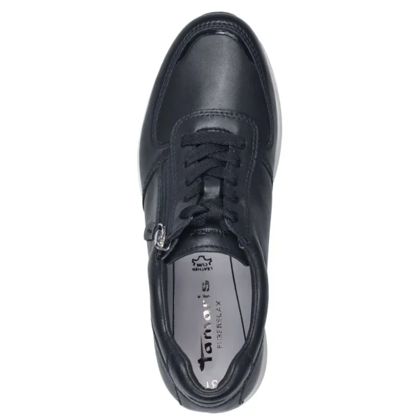 Tamaris PURE RELAX Navy Leather Runner with White Sole and Outside Zipper