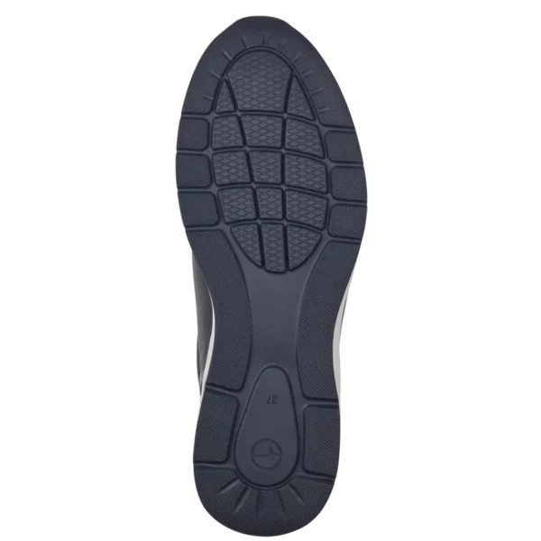 Tamaris PURE RELAX Navy Leather Runner with White Sole and Outside Zipper