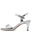 Tamaris Stylish Silver Vegan Heels with Buckle Strap