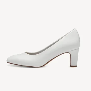 Tamaris White Block Heel Pump – Sleek & Comfortable