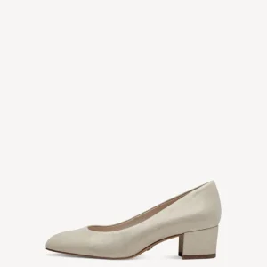 TAMARIS Women's Leather Pumps with Block Heel and ANTIslide Technology