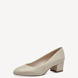 TAMARIS Women's Leather Pumps with Block Heel and ANTIslide Technology