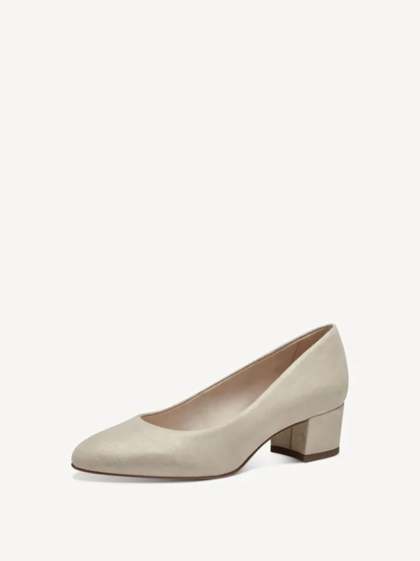 TAMARIS Women's Leather Pumps with Block Heel and ANTIslide Technology