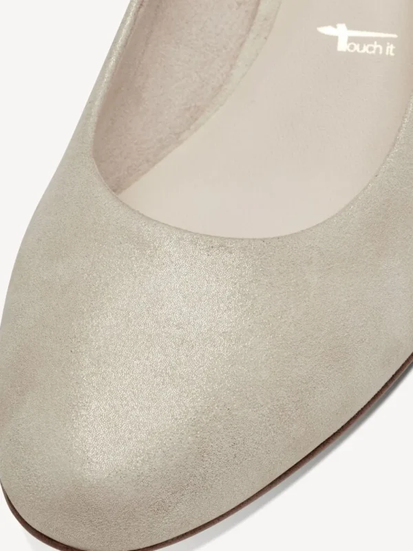 TAMARIS Women's Leather Pumps with Block Heel and ANTIslide Technology