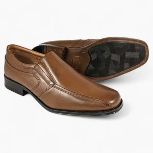 Tan Slip-On Shoes with Tramline Stitch - Dubarry Declan