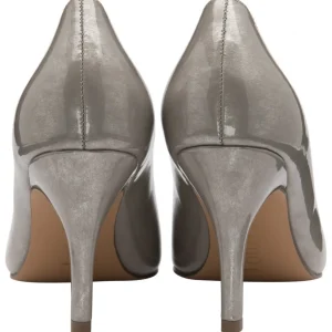 Timeless Elegance Grey Pearl Patent Heels with Pointed Toe