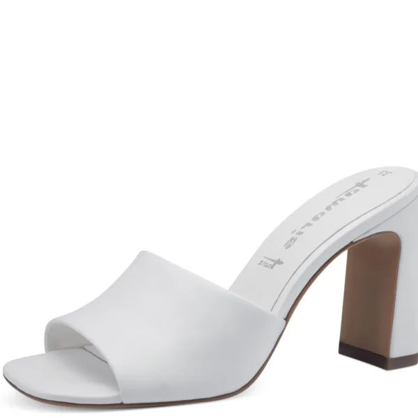 Trendy Heeled Sandal Mules with Open Toe in White