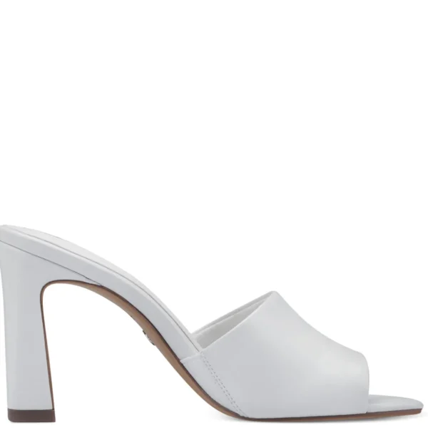 Trendy Heeled Sandal Mules with Open Toe in White