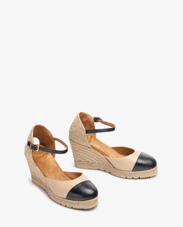 Unisa CAVA SuperLight Espadrille Wedges - Beige & Black