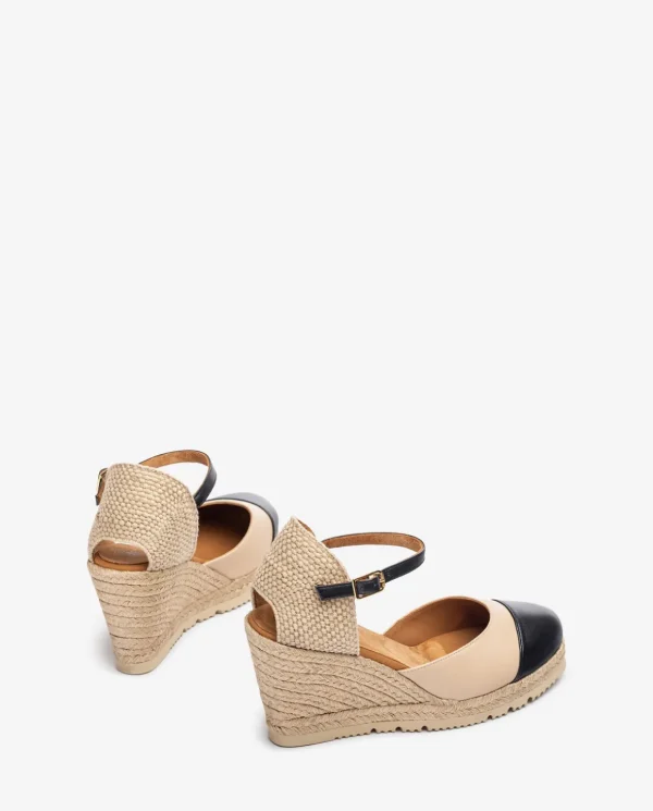 Unisa CAVA SuperLight Espadrille Wedges - Beige & Black