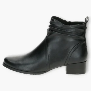 Wide Fitting Black Leather Ankle Boots for Women with Block Heel - Caprice