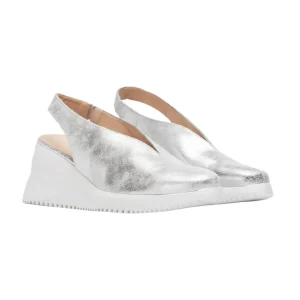 Wonders Silver Slingback Wedge – Lightweight & Chic