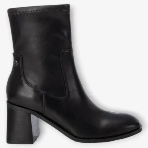 XTI Black Ankle Boots with Block Heel and Square Toe