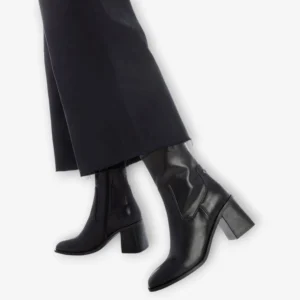 XTI Black Ankle Boots with Block Heel and Square Toe