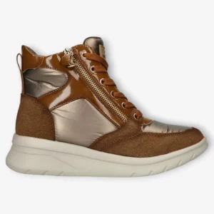 XTI Brown Boots with Bronze Details and Wedge Sole