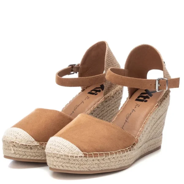 XTI Camel Faux Suede Espadrille Wedge Sandals with Vegan Certification