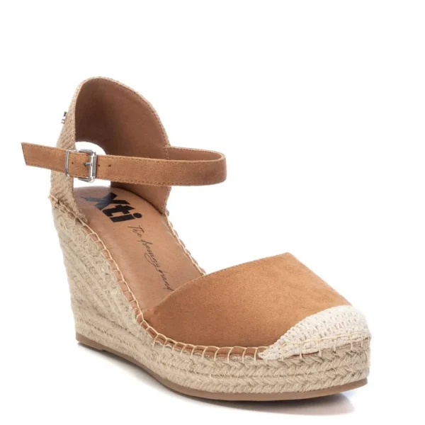 XTI Camel Faux Suede Espadrille Wedge Sandals with Vegan Certification