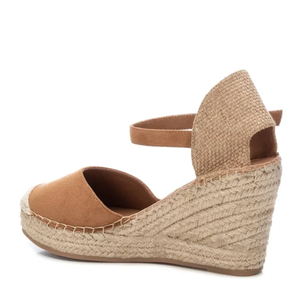 XTI Camel Faux Suede Espadrille Wedge Sandals with Vegan Certification