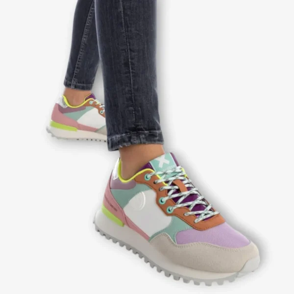 XTI White Trainers with Multicoloured Details and Wedge Sole